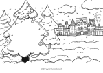 Disegno di paesaggio invernale da colorare n.50