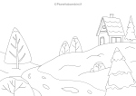 Disegno di paesaggio invernale da colorare n.53