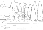 Disegno di paesaggio invernale da colorare n.54
