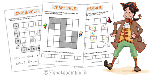 Schede di coding di Carnevale Schede di coding di Carnevale per la Scuola Primaria