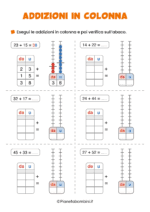 Esercizi sulle addizioni in colonna senza cambio per la classe seconda nr. 1