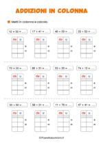 Esercizi sulle addizioni in colonna senza cambio per la classe seconda nr. 2