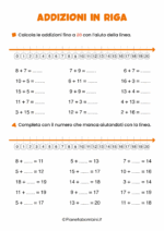 Scheda didattica sulle addizioni in riga per la classe seconda nr. 1