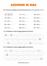 Scheda didattica sulle addizioni in riga per la classe seconda nr. 2
