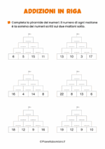 Scheda didattica sulle addizioni in riga per la classe seconda nr. 3