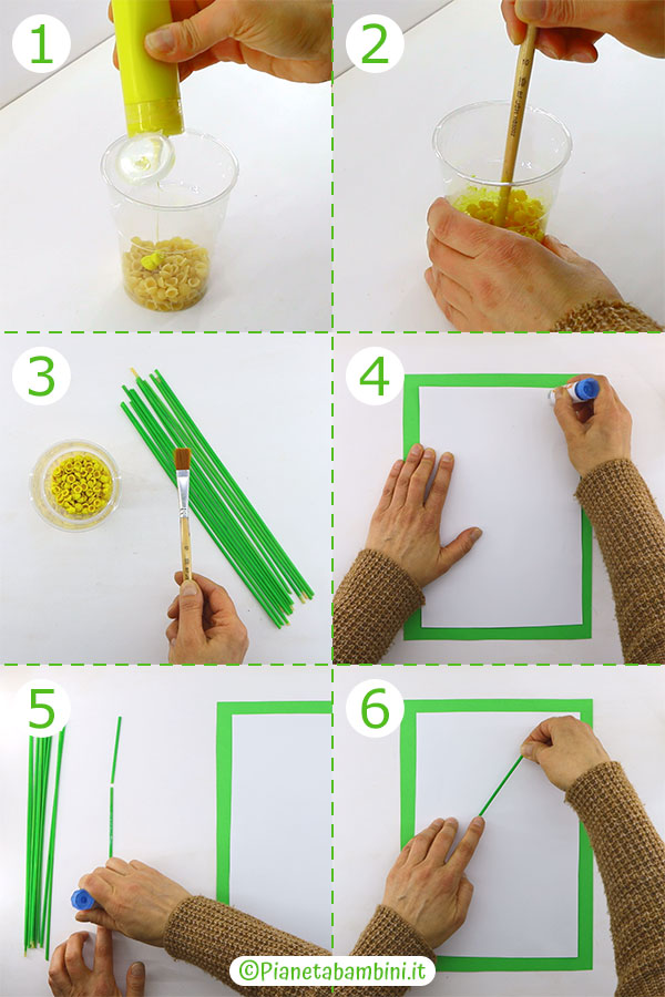 Passaggi per creare il quadretto con la pasta cruda per la Festa della Donna 1
