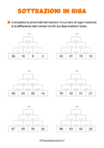Scheda didattica sulle addizioni in riga per la classe seconda nr. 3