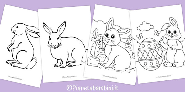 Disegni di coniglietti pasquali da stampare e colorare