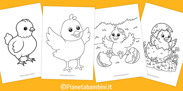 Disegni di pulcini pasquali da stampare e colorare