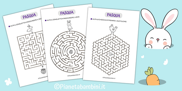 Labirinti di Pasqua da stampare per bambini