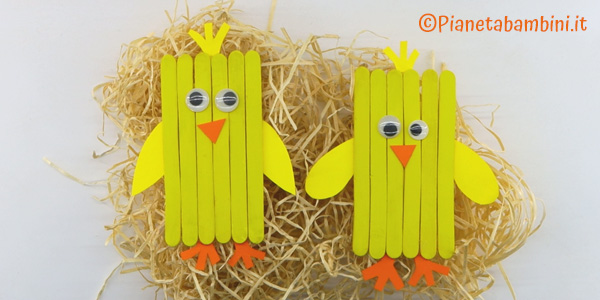 Lavoretto pulcini con bastoncini da gelato Tutorial lavoretto pulcini con bastoncini da gelato