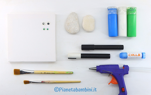 Occorrente per creare il quadretto con i sassi per la festa del papà