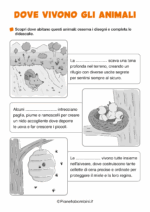 Scheda didattica su dove vivono gli animali per la classe seconda nr. 5