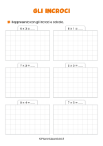Scheda didattica sulle moltiplicazioni con gli incroci nr. 3