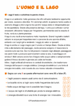 Scheda didattica sul lago per la classe terza della Scuola Primaria nr. 3