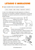 Scheda didattica su letargo e migrazione per la classe seconda nr. 1