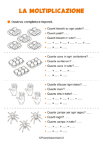 Scheda didattica sulla moltiplicazione per la classe seconda nr. 5