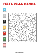 Disegno da colorare con i numeri per la festa della mamma nr. 06