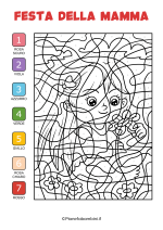 Disegno da colorare con i numeri per la festa della mamma nr. 09