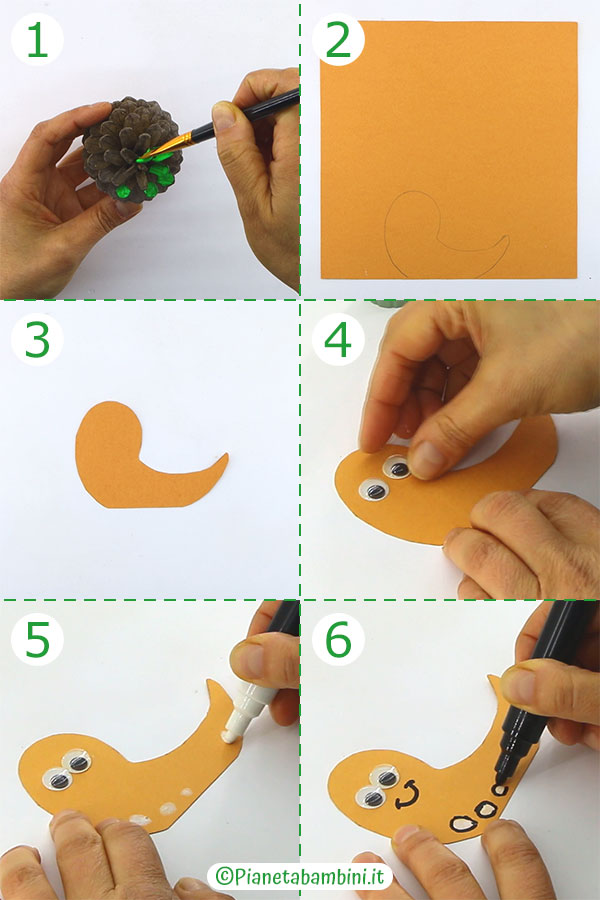 Passaggi per creare le chiocciole con le pigne 1