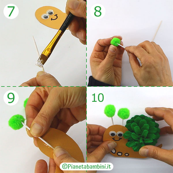 Passaggi per creare le chiocciole con le pigne 2