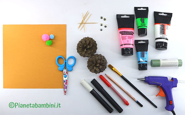 Occorrente per creare le chiocciole con le pigne