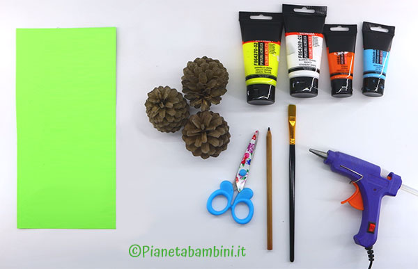 Materiale necessario per il lavoretto dei fiori con le pigne