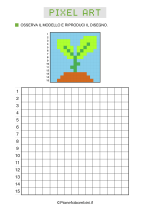 Scheda di pixel art sulla Giornata della Terra con schema da ricopiare nr. 1