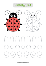 Scheda di pregrafismo con coccinella e grafismi