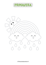 Scheda di pregrafismo con arcobaleno e sole