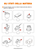 Scheda didattica sugli stati della materia per la classe seconda della Scuola Primaria nr. 2