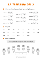 Scheda didattica sulla tabellina del 2 per la classe seconda nr. 3