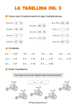 Scheda didattica sulla tabellina del 3 per la classe seconda nr. 3