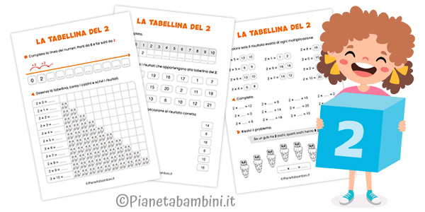 Schede didattiche sulla tabellina del 2 per la classe seconda della Scuola Primaria
