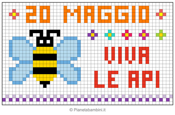 Disegno di ape in pixel art con griglia di 30x50