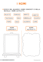 Scheda didattica sui nomi concreti e astratti