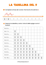 Scheda didattica sulla tabellina del 9 per la classe seconda nr. 1