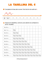 Scheda didattica sulla tabellina del 6 per la classe seconda nr. 1