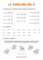 Scheda didattica sulla tabellina del 6 per la classe seconda nr. 3