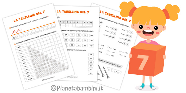 Schede didattiche sulla tabellina del 7 per la classe seconda della Scuola Primaria