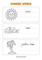 Parole dell'estate in inglese in corsivo da stampare nr. 1