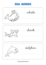 Parole del mare in inglese in corsivo da stampare nr. 1
