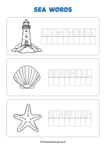 Parole del mare in inglese in stampatello da stampare nr. 6