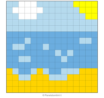 Mare in pixel art con griglia di 15x15