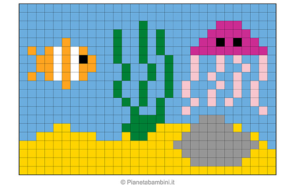 Mare in pixel art con griglia di 20x30
