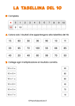 Scheda didattica sulla tabellina del 10 per la classe seconda nr. 2