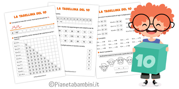 Schede didattiche sulla tabellina del 10 per la classe seconda della Scuola Primaria