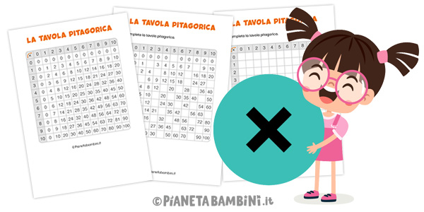Schede didattiche sulla tavola pitagorica per la classe seconda della Scuola Primaria