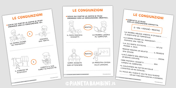 Schede didattiche sulle congiunzioni per alunni BES della Scuola Primaria