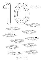 Scheda per imparare a scrivere il numero 10